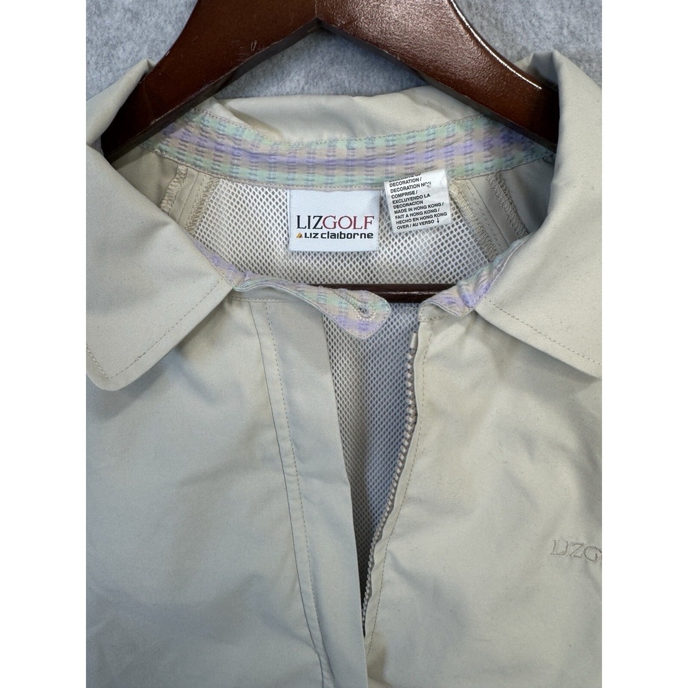 VTG LizGolf Liz Claiborne Tan Pullover Golf Windbreaker Jacket Rain‎ Coat Sz L - Picture 5 of 16